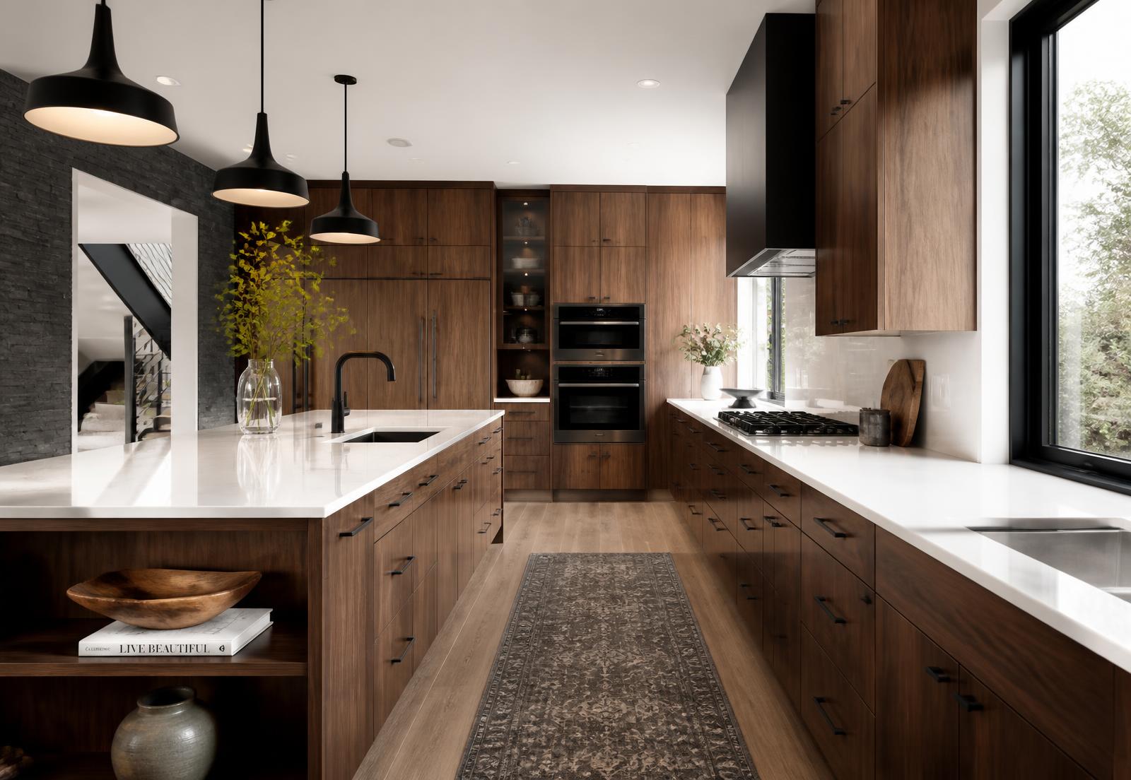 Luxury Orlando kitchen with custom walnut cabinetry by Madecoga